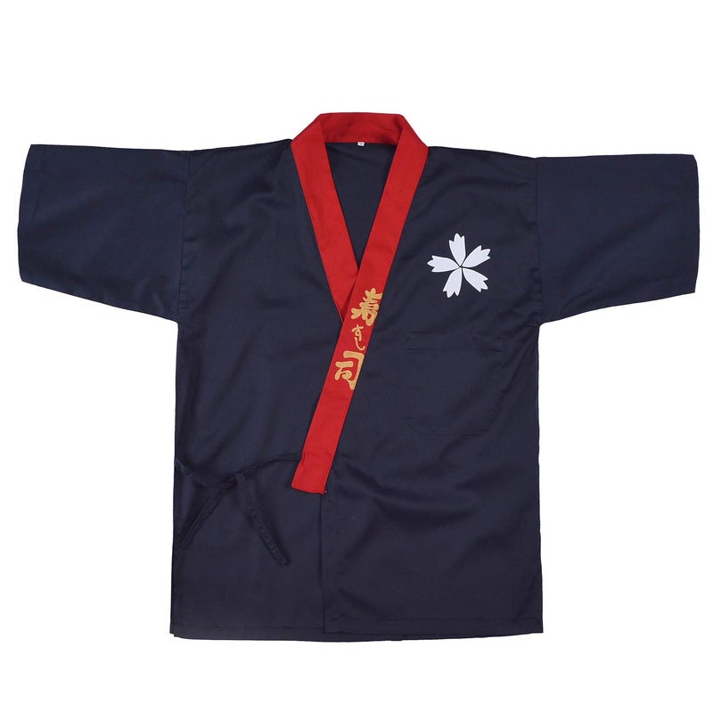 Elibelle Japanese Sushi Chef Coat Uniforms Kimono for Unisex wafu White Certain Victory Headband(Bule M) - Image 3